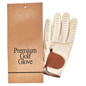 Gants de golf pour hommes en cuir Cabretta de haute qualité, doigts extensibles, sangle de poignet marron, personnalisation des mains, emballage sur mesure - Product Image 1