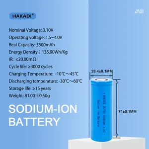 HAKADI Rechargeable Sodium Battery 3.1V 3500mah High Cycle Life 25000 Times Discharge 3C For Battery Packs Home Appliances