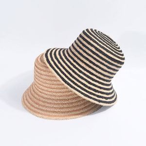 Nouveau Chapeau de Soleil d'Été 2025 pour Femme, Design Bicolore, en Paille de Raphia, Style Bob, Idéal Plage et Extérieur - Product Image 1