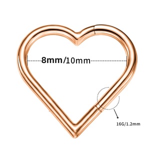 G23 <b>Titanium</b> Heart Seamless <b>Ring</b> with CZ or Plain Design | Hypoallergenic Hinged Clicker for Daith Septum Cartilage Piercing - Product Image 2