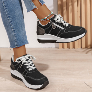 Baskets décontractées pour femmes à la mode chaussures à semelles épaisses compensées transfrontalières nouvelle grande taille confort décontracté pour filles dames - Product Image 5