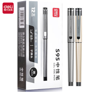 Bolígrafo de Tinta de Gel Deli S95, Punta de 0.5mm, Escritura Negra Estable, Cuerpo Metálico - Product Image 1
