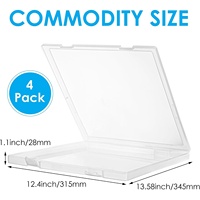 Boîte de rangement pour papier de scrapbooking de style américain 12x12, lot de 4, organisateur d'artisanat multifonction en plastique transparent empilable avec couvercle pour carton