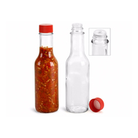 Grosir 8 oz 12 oz 16 oz botol kaca saus cabai bumbu kosong cincin leher botol kaca dengan tutup sekrup plastik
