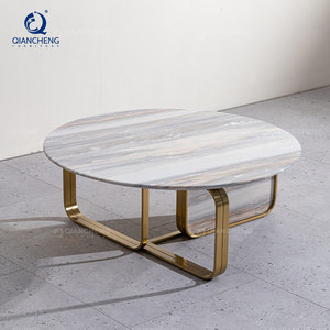 QIANCHENG runder Luxus-Softtisch Wohnzimmermöbel weißer Marmor OEM SS-Möbel Sofa Seitentisch - Product Image 1