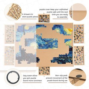 Portable <strong>Jigsaw</strong> Puzzle <strong>Board</strong> with Drawing 1500 Piece Wooden <strong>Jigsaw</strong> Folding Puzzle <strong>Board</strong> - Product Image 2