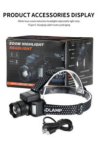 Lampe frontale LED <span class=keywords><strong>longue</strong></span> <span class=keywords><strong>portée</strong></span>, rechargeable par USB-C, batterie intégrée, <span class=keywords><strong>mini</strong></span> <span class=keywords><strong>phare</strong></span> haute luminosité avec lumière rouge et bleue - Product Image 5