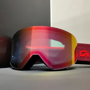 Yijia kacamata Ski pria wanita, lensa optik papan salju Anti kabut logo kustom cermin salju