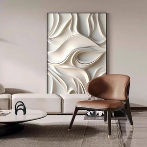 Dipinto Decorativo Minimalista in Bianco, Nero e Grigio per Soggiorno, Scultura Tridimensionale per Parete <span class=keywords><strong>di</strong></span> Fondo - Product Image 3