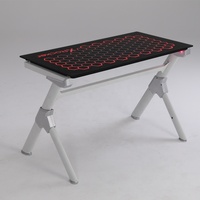 Table d'ordinateur de jeu réglable, en verre, avec effet éclairage LED, pour PC de bureau Gaming et Gaming, pour la course, couleur