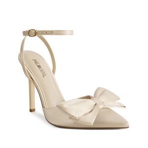 WETKISS Chaussures à talons hauts en satin avec nœud, à bride cheville, bout pointu, style stiletto, pour femme, idéales pour les fêtes, mariages et occasions spéciales, vente en gros à prix abordable - Product Image 1