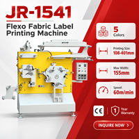 Machine d'impression d'étiquettes en tissu Flexo JR-1541, 5 couleurs, certifiée CE, largeur maximale 155 mm, 60 m/min, imprimante d'étiquettes tissées pour vêtements