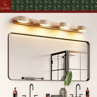 Luminaire mural triple GOLDKING pour salle de bain, en travertin cylindrique beige naturel avec barre en bois, OEM ODM Direct