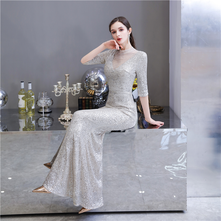 2024 Evening Dress Party Gown Delicately Slim Sequin Lace Woman Party Dress  Elegant Neck Evening Dress| Alibaba.com