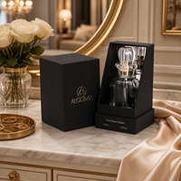 Caja de Perfume de Lujo con Logotipo Personalizado Impreso, Cartón Rígido, Inserto de EVA, Tapa con Solapa, Negro Mate, Botella de Perfume de 100 ml con Embalaje en Caja