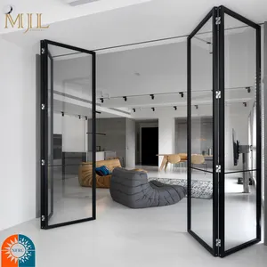 Высокоэффективные межкомнатные складные двери, алюминиевая расширяемая матовая стеклянная Складная стеклянная дверь