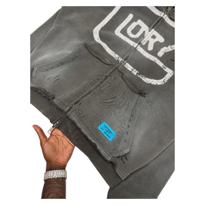 Fabrication de sweats à capuche haut de gamme, impression vintage personnalisée, effet délavé, veste lourde, lavage à l'acide, sweats à capuche surdimensionnés à double fermeture éclair - Product Image 2