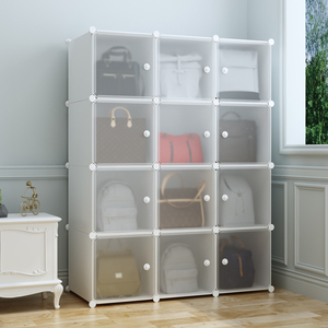 Kabinet penyimpanan berdiri Modular lipat hemat ruang Modern dengan lapisan plastik PP & bingkai besi dapat digerakkan untuk penggunaan di kamar tidur - Product Image 1