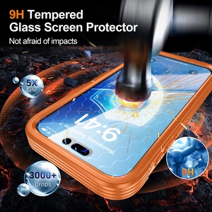New Orange màu 360 bảo vệ đầy đủ Bìa trường hợp đối với <span class=keywords><strong>iPhone</strong></span> 17 Pro Max Heavy Duty Rugged Armor Trường hợp với 9H Glass phim màn hình - Product Image 2
