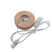 Base lumineuse ronde en bois avec télécommande USB, support d'affichage LED RGB pour lampe, ornement artistique