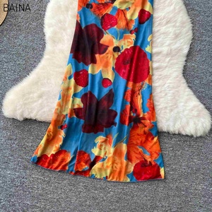Nuova tunica estiva a pieghe Midi da donna impero stampato abito di pizzo scavato senza schienale - Product Image 3