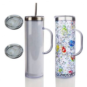 USA Warehouse 20oz Sublimation Blanks DIY Glitter <b>Snow</b> <b>Globe</b> 304 Stainless Steel Storyboard Skinny Tumbler Straight Tumbler - Product Image 5