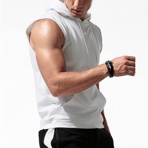 Custom logo Cropped Gym Sportswear Fitness <b>Pullover</b> Knitted 100 Cotton Workout <b>Sleeveless</b> Hoodie for <b>Men</b> - Product Image 5