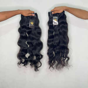 Paquete de extensiones de cabello humano templo indio de fábrica, vendedores de cabello ondulado crudo cabello humano virgen natural sin procesar - Product Image 1