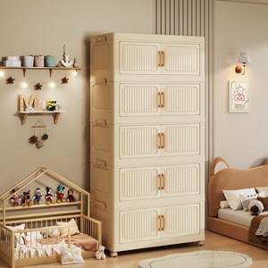 Armadio Contenitore <span class=keywords><strong>per</strong></span> Camera da Letto in PP, Mobiletto Pieghevole a Più Livelli, Nessun Montaggio Richiesto, Organizzatore <span class=keywords><strong>per</strong></span> Snack, Giocattoli e Oggetti Vari <span class=keywords><strong>per</strong></span> Bambini - Product Image 4