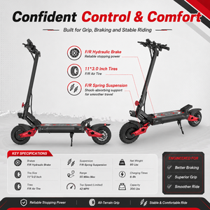 สกู๊ตเตอร์คู่ A11 60V 1200W*2 ยางลม 11*3.0 ระบบไฮดรอลิก ระยะทาง 55 ไมล์ ความเร็ว 42 ไมล์ต่อชั่วโมง ควบคุมด้วย NFC คลังสินค้าที่นาเปิลส์ สหรัฐอเมริกา - Product Image 4