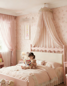 Elegante Cama <span class=keywords><strong>de</strong></span> Princesa <span class=keywords><strong>de</strong></span> Madera Tallada a Mano en Color Rosa para Dormitorio <span class=keywords><strong>de</strong></span> Niñas, Cama Infantil <span class=keywords><strong>de</strong></span> Estilo Provincial Francés - Product Image 6
