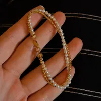 Bracelet de perles d'eau douce baroques 6mm 17cm 18cm polies vintage bohème véritable personnalisé ODM durable résistant au ternissement qualité fine AAA