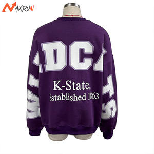 100% in cotone con scritta goffrato girocollo di grandi dimensioni girocollo <span class=keywords><strong>felpa</strong></span> da donna maglione Pullover tuta <span class=keywords><strong>senza</strong></span> <span class=keywords><strong>cappuccio</strong></span> - Product Image 3