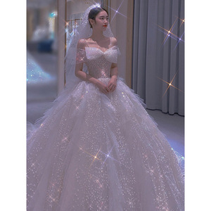 S0549T 2026 Elegante <span class=keywords><strong>Vestido</strong></span> de Encaje Blanco Real con Cola Larga para Invitadas de <span class=keywords><strong>Boda</strong></span>, Vestidos de Novia de Tallas Grandes para Mujer con Envío Directo - Product Image 5