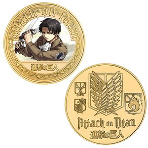 เหรียญที่ระลึก ลีวายส์ เอเรน และมิคาสะ รุ่นพิมพ์สีลายอนิเมะ เหรียญหล่อเหล็กธีมอนิเมะ บรรจุในกล่องของขวัญแบบแยกชิ้น - Product Image 2