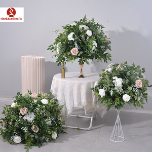 Nuova Sfera di Fiori Artificiali da 60cm 70cm 80cm con <span class=keywords><strong>Rose</strong></span> Bianche e Vegetazione per Matrimoni, San Valentino, Ringraziamento, Tavoli e Palcoscenici - Product Image 2