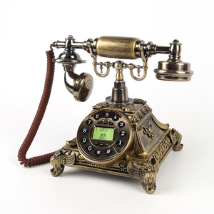 Décoration d'intérieur en promotion : Le meilleur téléphone filaire européen de qualité, vintage, classique, antique, en résine, marron foncé, avec fonction de recomposition. - Product Image 4