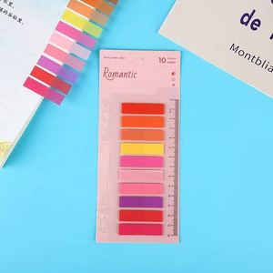 10 Color Ruler-Attached Long Strip Self-Adhesive Sticky Tabs Set 4 Themed Palettes Hanging Hole <b>Memo</b> <b>Pads</b> Office School - Product Image 2