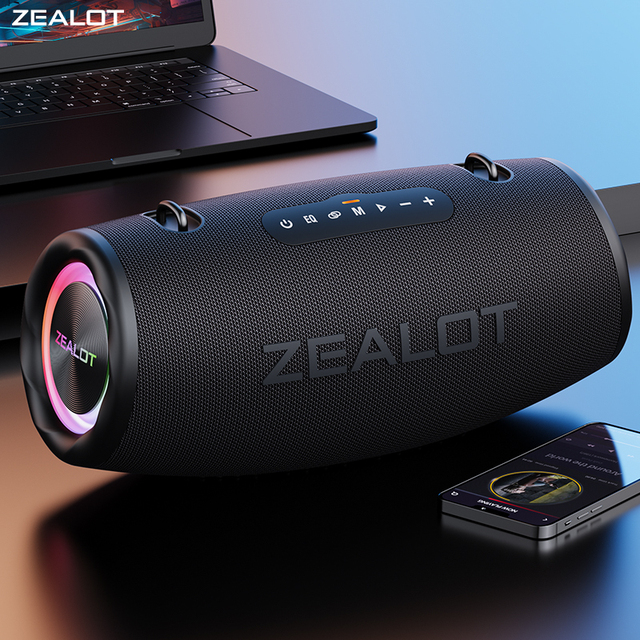 Zealot S87 Wireless Mp3 Player Blue Tooth Music Heavy Sound System Bass Subwoofer Ipx7 Waterproof Tws Outdoor Travel Speaker