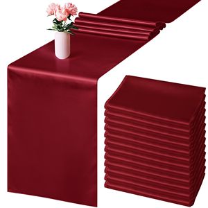 1 chemin de table en satin de soie bordeaux, 12 x 108 pouces, pour mariage, banquet, remise de diplômes, fête d'anniversaire, décoration - Product Image 1