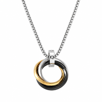 Collier à 3 anneaux Huibao, très populaire, en acier inoxydable, chaîne maille forçat, collier de couple, bijoux hip-hop pour hommes, cadeau pour amis
