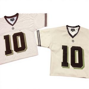 Camiseta de Fútbol Oversize con Cuello en V, Logotipo y Número Personalizados Impresos en Relieve, Calidad Premium, Servicio OEM, Técnica de Lavado - Product Image 1