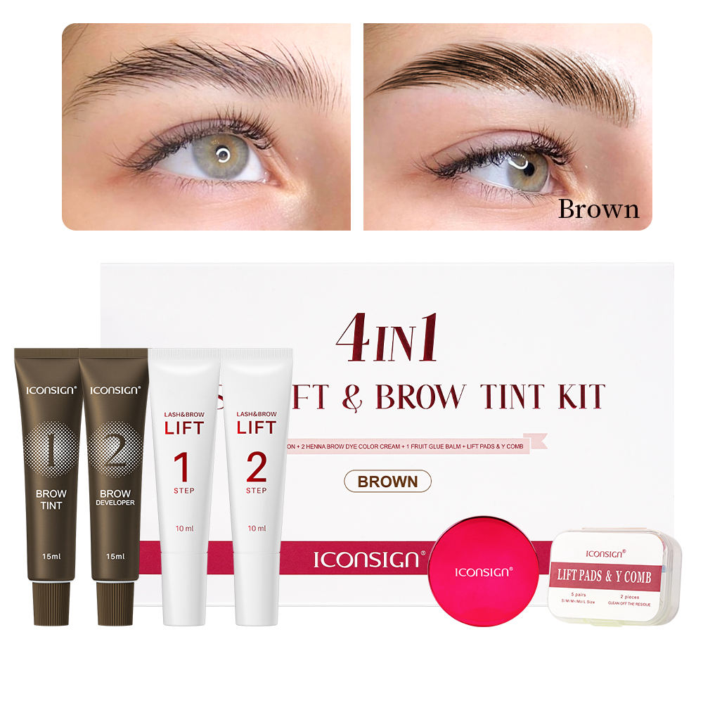 Ensemble de sourcils de cils de teinte brune