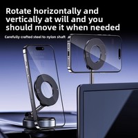 Support Téléphone Magnétique Pliant en Alliage Robuste pour Bureau, Mur, Voiture, Pare-brise, Tableau de Bord