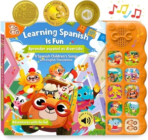 Livre musical espagnol avec 8 <span class=keywords><strong>chansons</strong></span> anglaises et espagnoles Livres sonores <span class=keywords><strong>pour</strong></span> enfants - Product Image 1