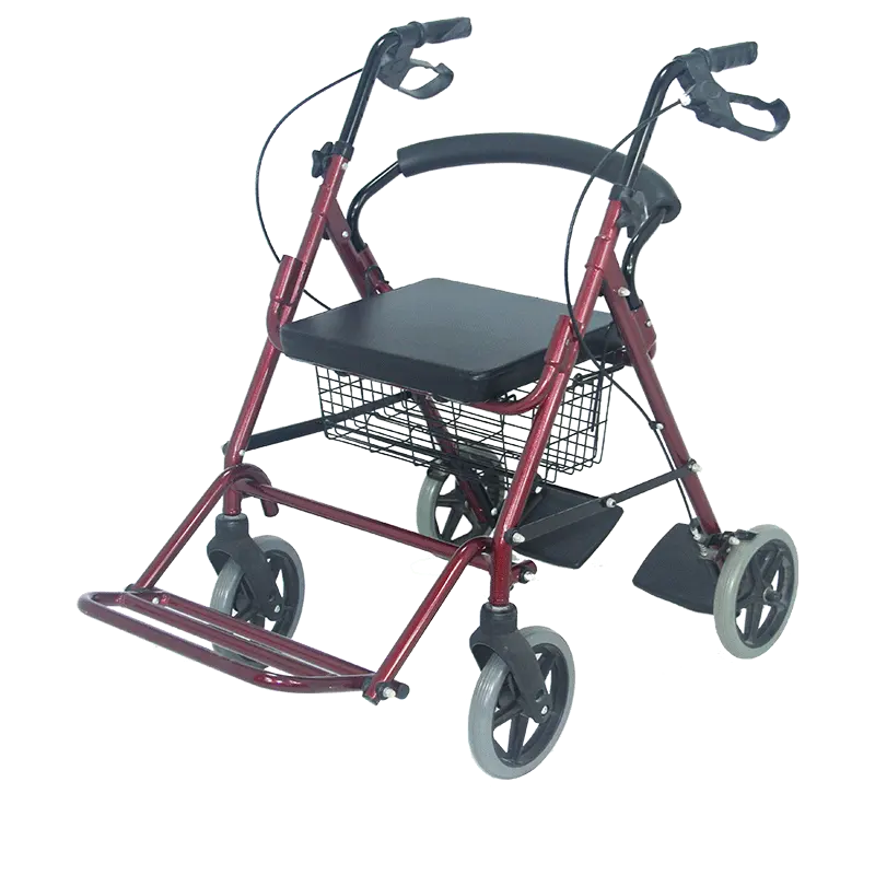 Elderly Portable Foldable mobility aid Aluminum Lightweight 4 Wheels Walker Rollator with seat and footrest