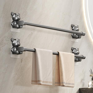 Barre porte-serviettes Family Prosperity, 60 cm, barre simple, résistante à la rouille, support mural pour salle de bain, aucun perçage requis - Product Image 5