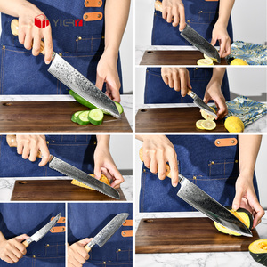 Couteaux <span class=keywords><strong>de</strong></span> chef Santoku Kiritsuke en acier Damas 67 pièces, ensemble <span class=keywords><strong>de</strong></span> couteaux <span class=keywords><strong>de</strong></span> cuisine en acier Damas, manche en bois d'olivier - Product Image 5