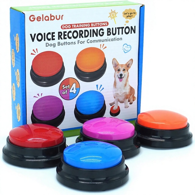 Gelabur 4-Piece Voice Recordable Communication Buttons Set for Classroom Dog Training-Easy Speaking Tools