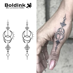 <span class=keywords><strong>Tatouage</strong></span> semi-permanent Boldink personnalisé, motif flèche géométrique phase de lune, pour le corps, imperméable, longue durée (2 semaines), encre Jagua Juice - Product Image 1
